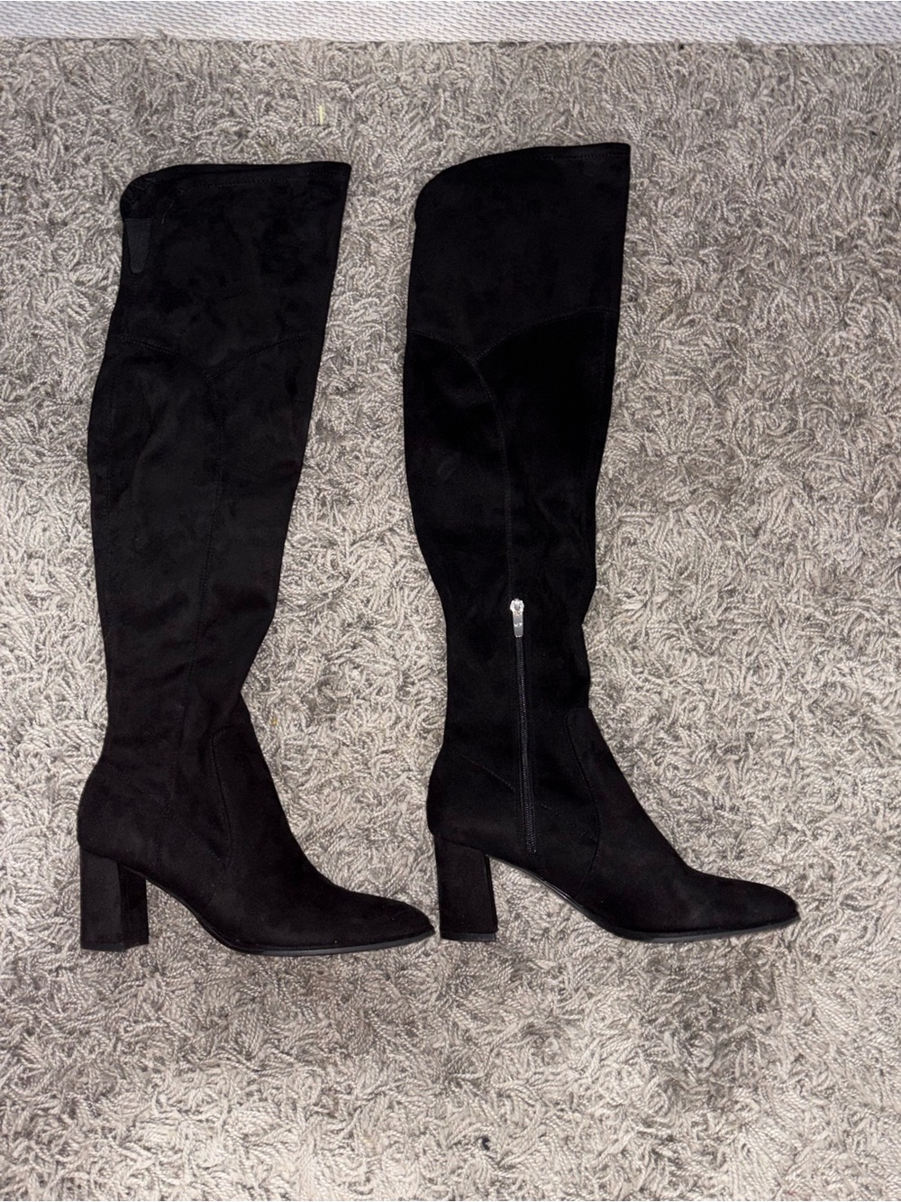 Marc Fisher Black Suede Over-the-Knee Block Heel Boots